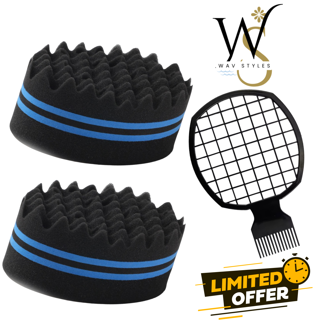 2 Pack Luxury Sponge Foam Wav Brush