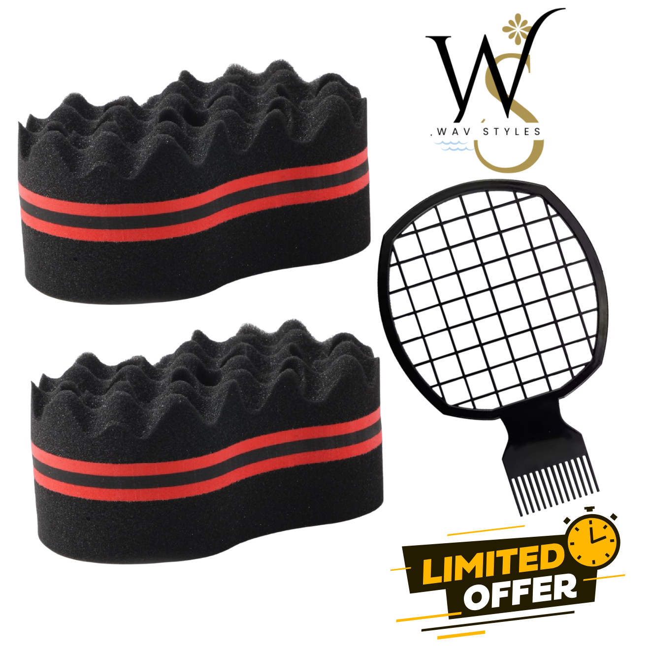 2 Pack Luxury Sponge Foam Wav Brush