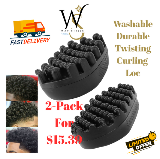 2-Pack Rubber Twist Wav Brush Washable Loc Twisting Comb Coil Afro Sponge Barber